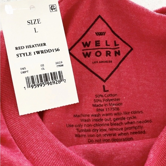 Well Worn Los Angeles #1 Dad Red Heather T-Shirt Men’s Size Large L - Picture 3 of 5
